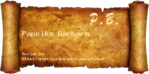 Paprika Barbara névjegykártya